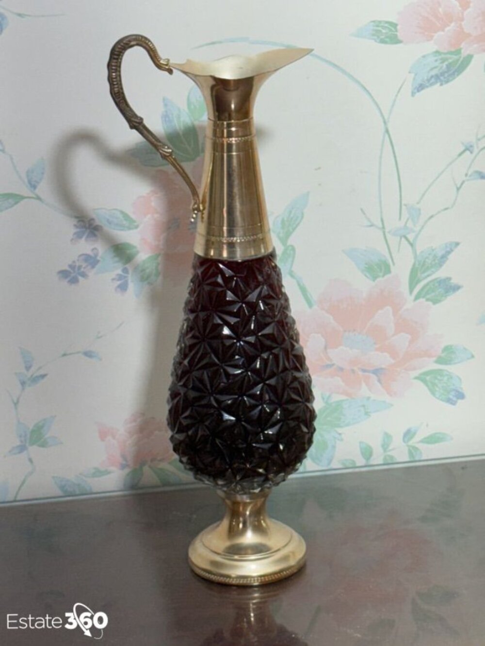 Vintage Wine F lli Beccaro Acqui Leonard Italy Silver plate Cut Crystal Decanter